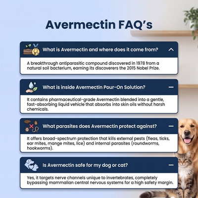 Avermectin Flea, Tick, Mite & Deworming Solution